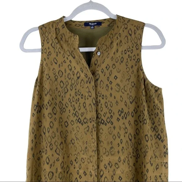 19) MADEWELL silk playa dress in leopard fade without waist tie sz S - Picture 3 of 8